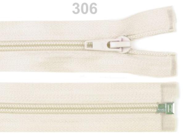 Reißverschluss spiralförmig 5 mm, 30 cm für Jacken, teilbar, Creme